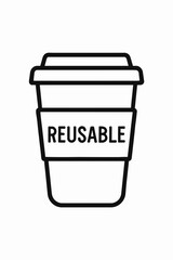 Reusable cup illustration in minimalist style for eco-friendly awareness  