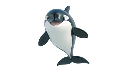 Naklejka premium cartoon orca leaping playfully in 3d rendered on white background