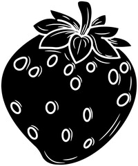 food illustration fruit silhouette red logo berry icon fresh outline healthy strawberry juicy dessert sweet green freshness natural delicious shape for vector graphic background
