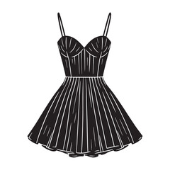 Flirty Mini Dress silhouette, showing off youthful style – Mini Dress illustration – Minimalist Mini Dress vector – Ladies dress silhouette

