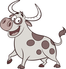 Bull Illustration With Happy Face