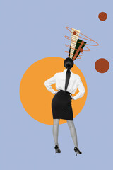 Trendy art creative vertical photo collage of minded girl guy think decision scribble brainstorming...