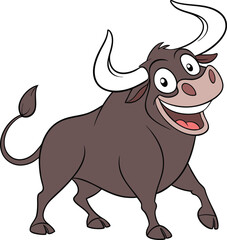 vector illustration of cartoon bull