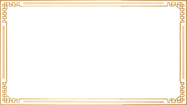 rectangle subtle gold frame for web presentation isolated on white background PNG .GENERATIVE AI