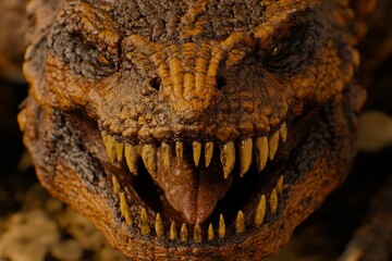 Obraz premium A stock image features a frightening mouth with sharp teeth reminiscent of a wild animal, embodying abstract horror and fear