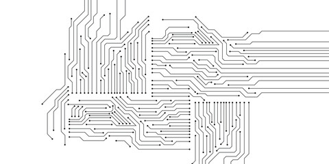 Seamless background vector of electronic circuit technology on white background. 