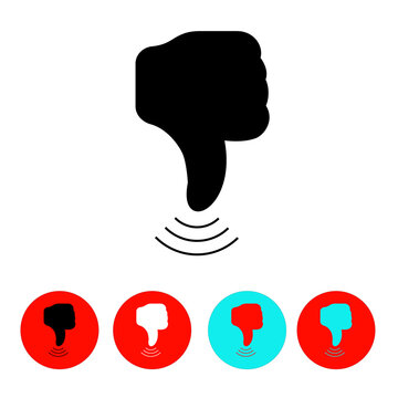 under-frequency thumb hand icon, black, white and colored buttons