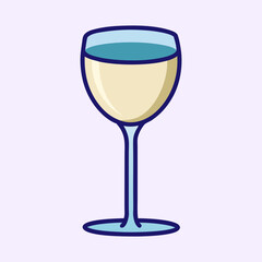 Illustration of a glass filled with a pale liquid, possibly white wine