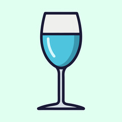 Stylized Illustration of a Blue Cocktail in a Wine Glass on Pastel Background