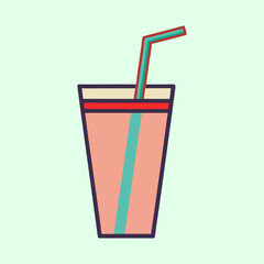 Refreshing Pink Beverage in a Cup with a Straw A Summer Drink Illustration