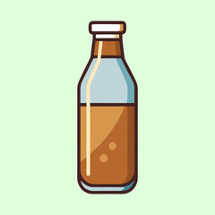 A Glass Bottle Filled with Brown Liquid Beverage Illustration