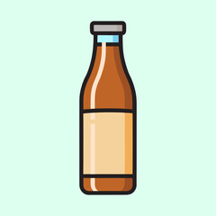 Brown Glass Bottle with Blank Label Product Packaging Design Illustration