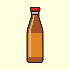 A bottle of amber liquid with a red cap illustration graphic design image