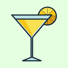 Refreshing Yellow Cocktail in a Martini Glass with a Lemon Garnish A Summer Drink Icon