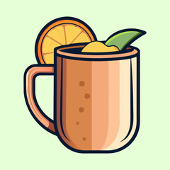 Refreshing Illustration of a Moscow Mule Cocktail with Orange and Mint