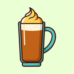 Delicious Creamy Coffee Drink in a Teal Mug  A Whipped Cream Topped Beverage