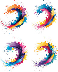 Fototapeta premium set of colorful paint 3d splash isolated on white background PNG .GENERATIVE AI