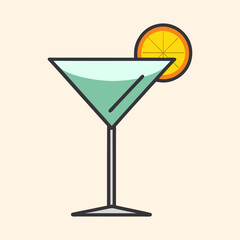 Refreshing Martini Cocktail with Orange Garnish A Classic Drink Illustration