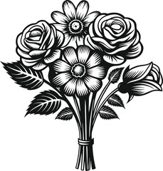 Black and white floral vector flower design perfect for elegant decoration