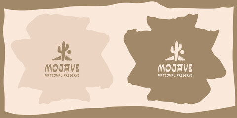 mojave cactus cacti national park illustration logo template vintage boho folk brush style