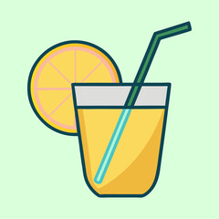 Refreshing Glass of Lemonade with Lemon Slice and Straw Summer Drink