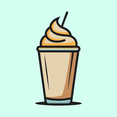 Stylized Vector Illustration of a Delicious Creamy Drink in a Tall Cup