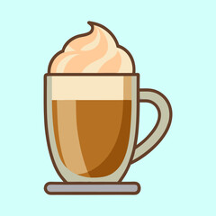 A Delicious Creamy Coffee Drink in a Glass Mug on a Coaster