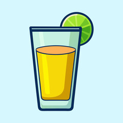 Cartoon drawing of a glass of juice with a lime wedge