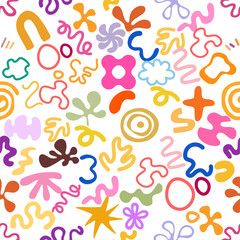 Colorful Abstract Doodle Seamless Pattern Illustration