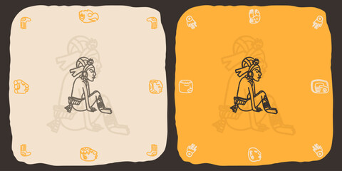Maya Mayan Ancient illustration clipart rough vintage old style