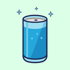 Obraz premium Refreshing glass of water with sparkling stars on a light green background