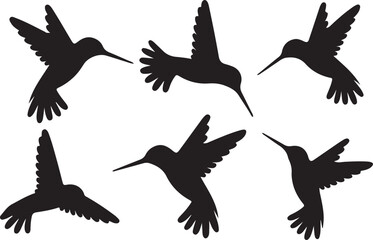 Obraz premium vector silhouettes of humming birds