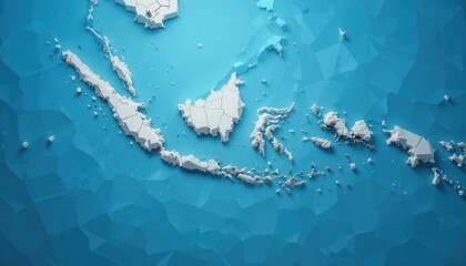 Geographic Relief Map of an Archipelago in Blue and White