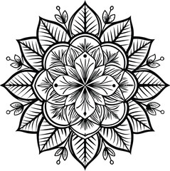 Abstract floral design featuring a seamless vector pattern of ornate blossoms and leaves, a vintage decorative element