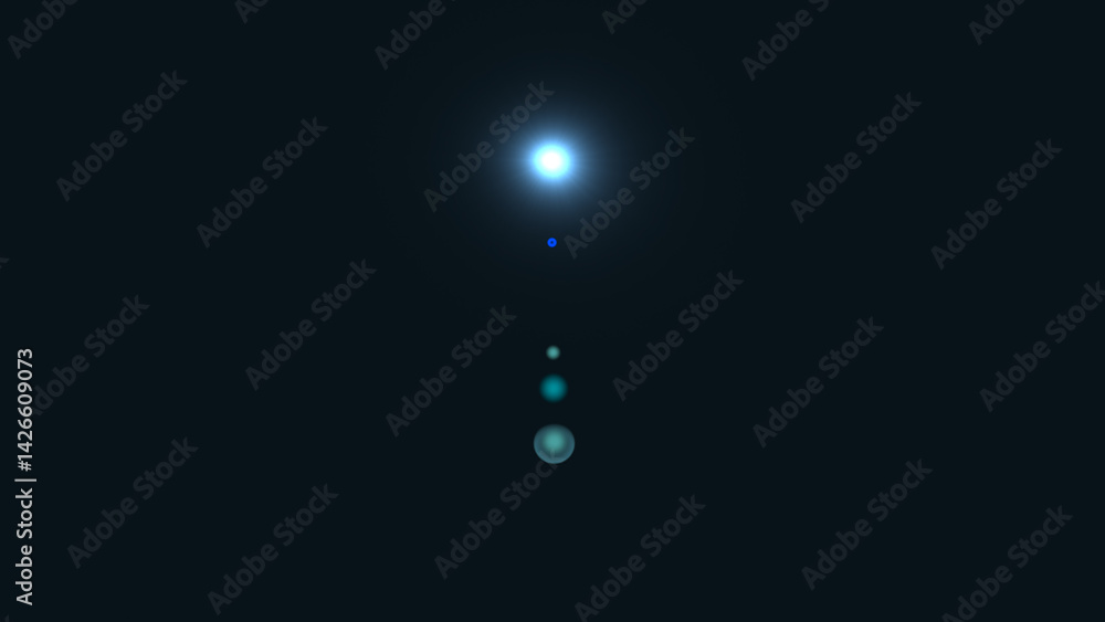Poster bright light source with glowing orbs in dark background