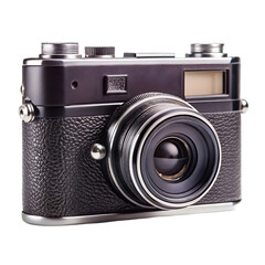 Vintage black analog camera isolated on white background