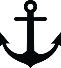 Classic T-bar anchor silhouette in black  vector icon perfect for nautical brands, coastal signage, marine tools, and sailor-inspired illustrations