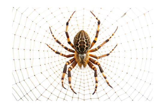 spider web with spider isolated on white background PNG. GENERATIVE AI - Powered by Adobe