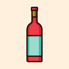 Stylized red wine bottle vector illustration on beige background with minimalist design