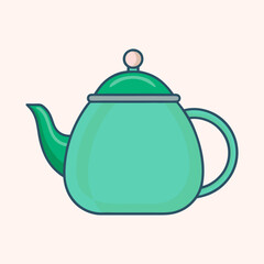A delightful illustration of a teal teapot perfect for tea time a charming kitchen accessory a cute cartoon drawing of a tea pot ideal for websites blogs or social media