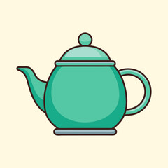A Charming Teal Teapot Illustration for Tea Time and Kitchen Decor