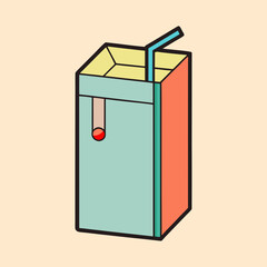 A Colorful Cartoon Illustration of a Juice Box with a Straw