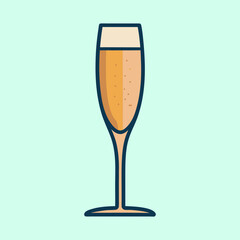 A Single Glass of Sparkling Champagne for Celebration Toast