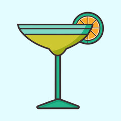 Refreshing Lime Margarita Cocktail in a Martini Glass with a Lime Garnish