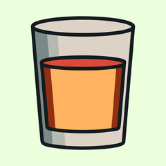 Stylized vector image of a short glass of orange juice or cocktail