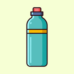 Stylized light blue water bottle with a red cap and yellow stripe