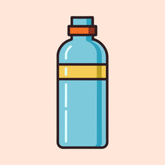 Isolated illustration of a light blue bottle with an orange cap and strip