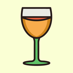 Stylized Illustration of a Wine Glass with Light Yellow Background Color