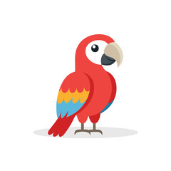 Vector Illustration of scarlet macaw, Cute bird Character icon.