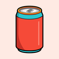 Stylized Soda Can Illustration Featuring Bold Outlines and Contrasting Colors